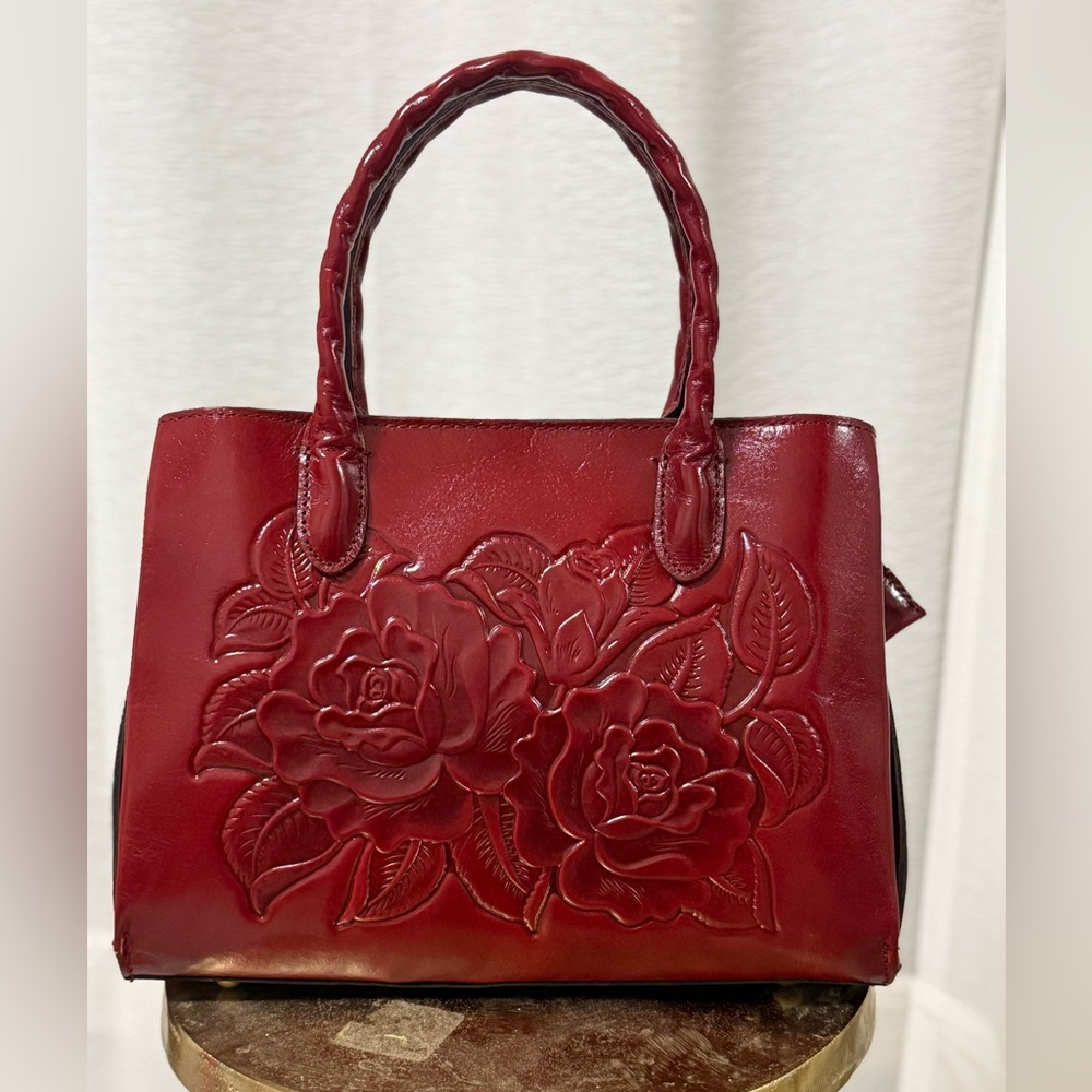 Patricia Nash Deep Red Leather Design